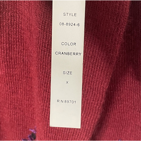 Mohair Wool Floral Embroidered Sweater Sz L Red Cottagecore Romantic Vintage Y2K - Picture 6 of 8